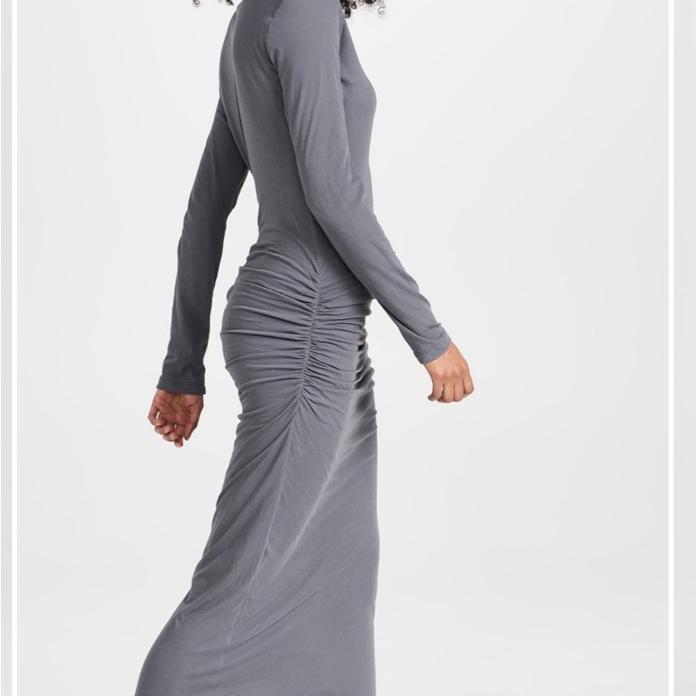 James Perse Gray Green Ruched Maxi Jersey Dress